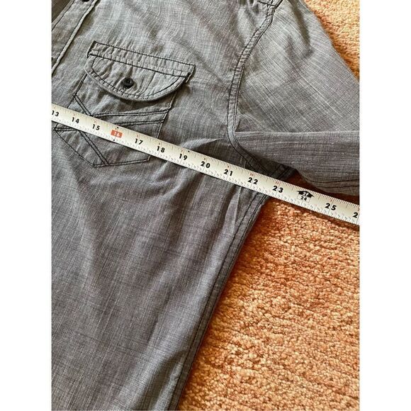 HELIX Athletic Fit Mens Gray Solid Long Sleeve Button Up Cotton Blend L - Picture 3 of 6